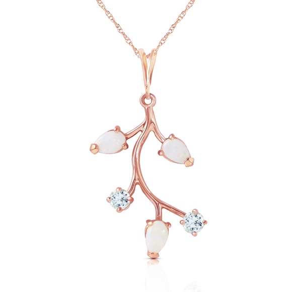 SOLID GOLD NECKLACE WITH OPALS & AQUAMARINES